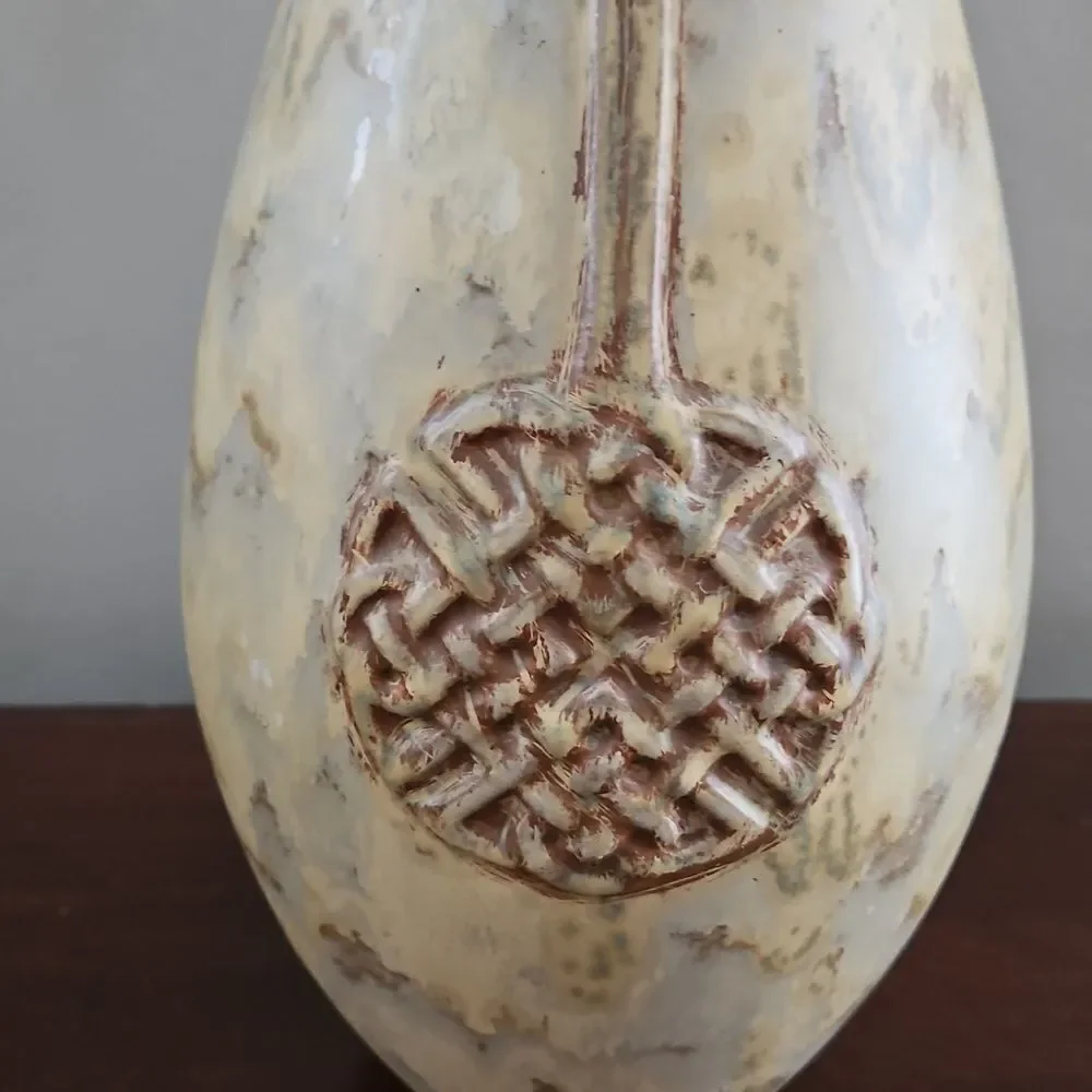 Pier 1 Cream and Brown Ceramic Decorative Vase